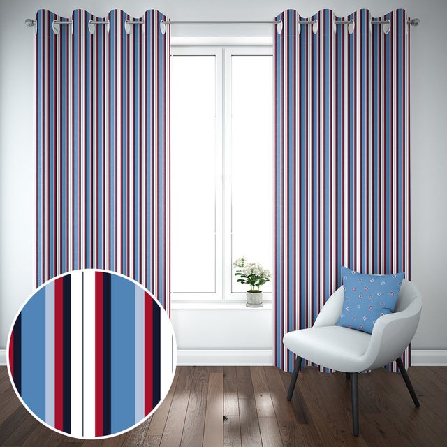 Nautical Blue Stripe Curtains, Nautical Striped Curtains Uk